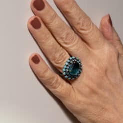 Ring (26strass) turquoise - Afbeelding 3